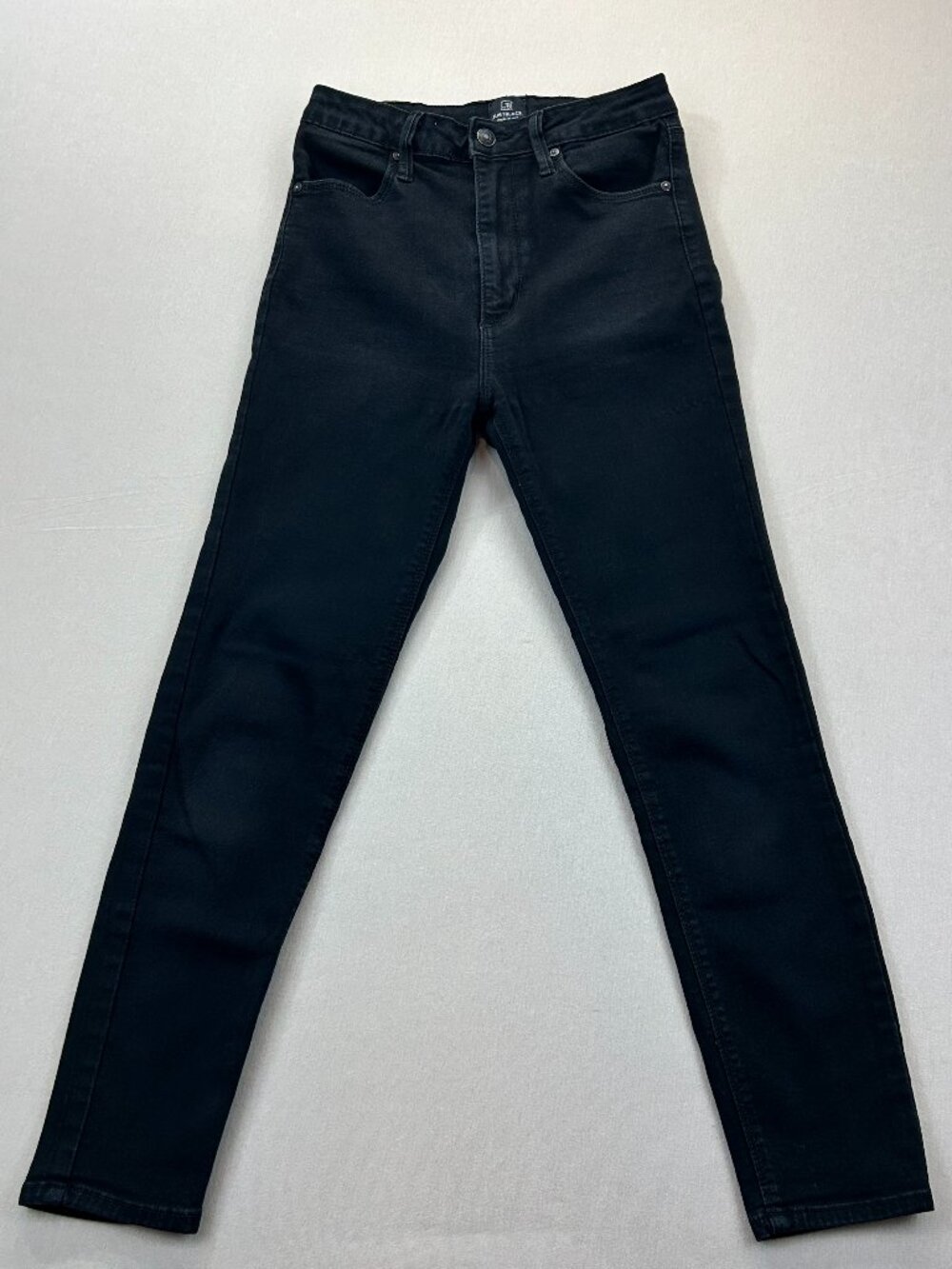 Just Black Jeans Womens Sz 26 Black Denim High Rise Skinny Stretch Made in USA.